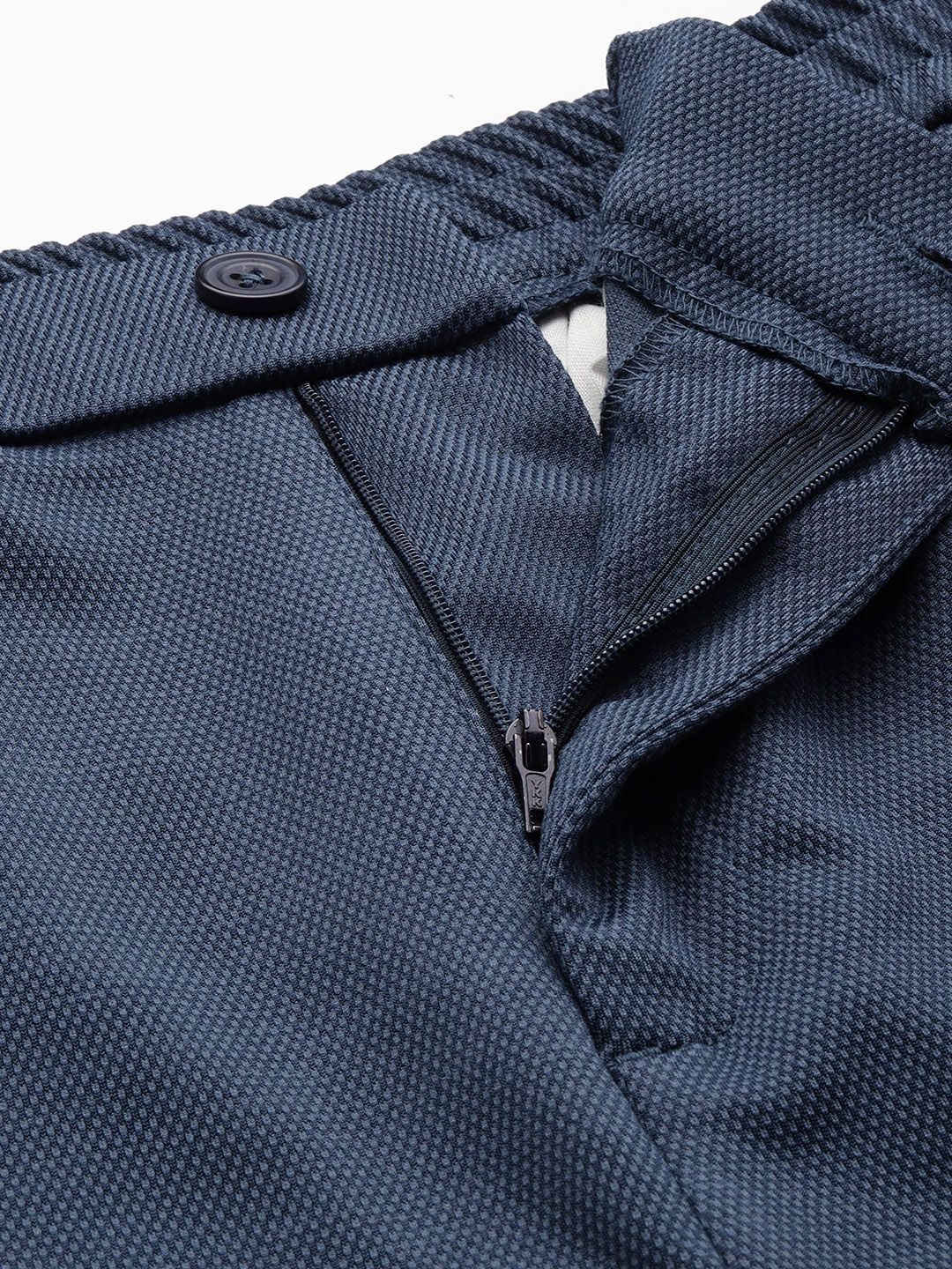 Men's Blue Regular Fit Solid Chinos