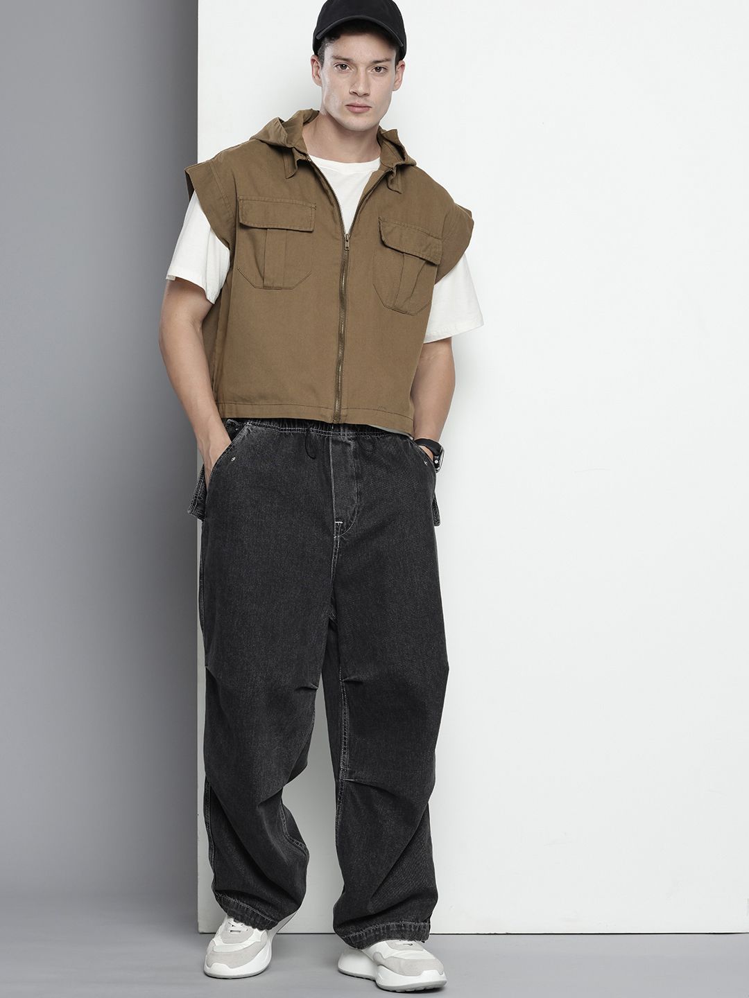 Men's Olive Oversized Solid Street Wear Shirt
