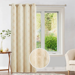 Gold Foil Printed 80-85% Blackout Curtains - Pack of 1 - Diamond - Beige