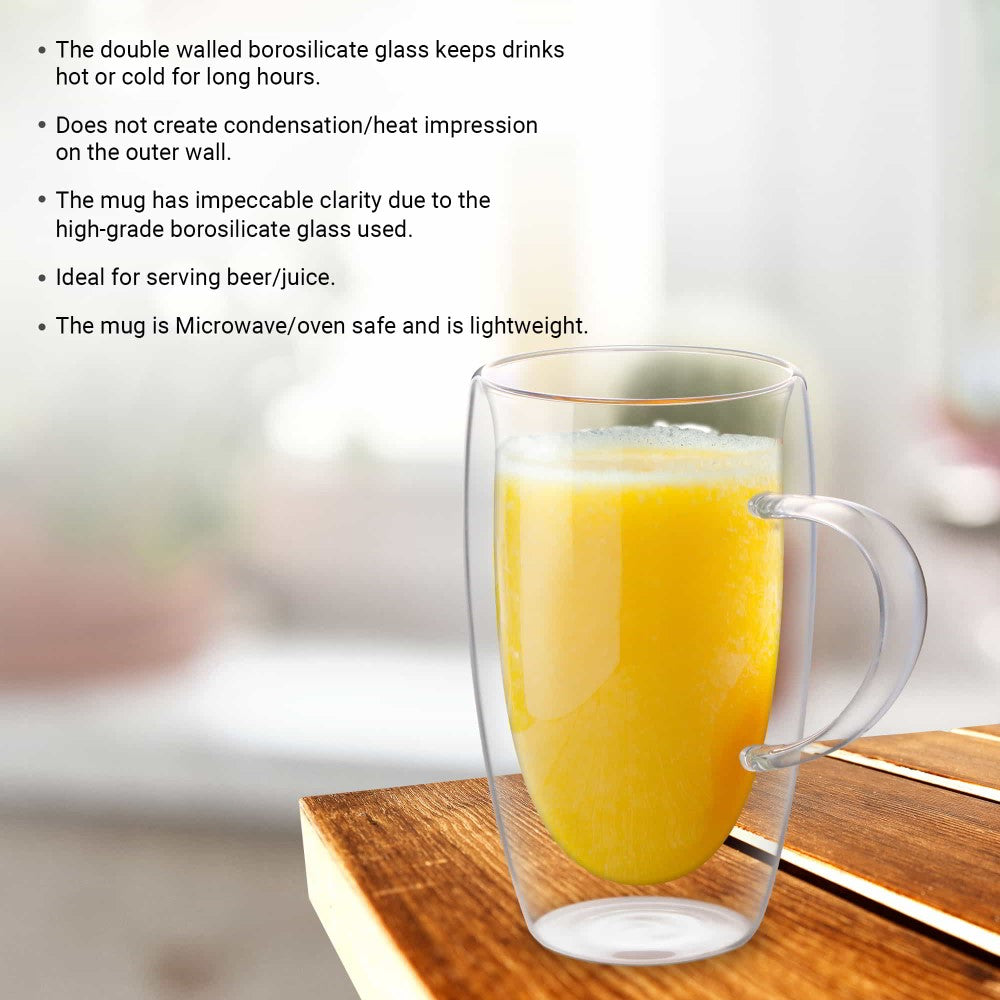 Double Wall Beer/Juice Glass Mug (Treo by Milton)