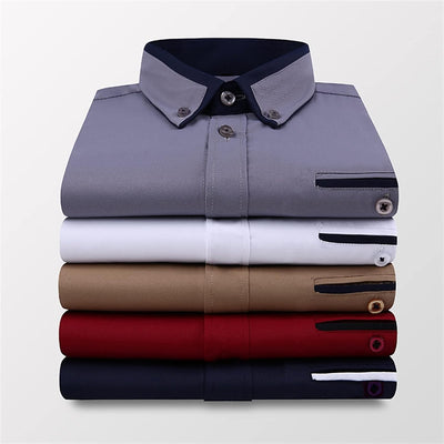 Down Collar Cotton Blend Solid Shirt For Man (Black)