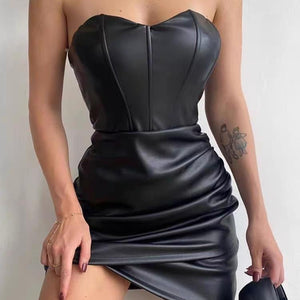 Barry Luxe PU Leather Dress in Black