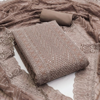 Georgette Chikankari Work Womens Dress Material (Unstitched)