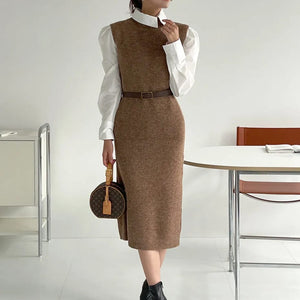 Rida Premium Winter Coord Set- Top with Dress and Belt