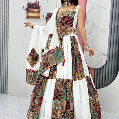 Pure Cotton White Concept Navratri Special Chaniya Choli