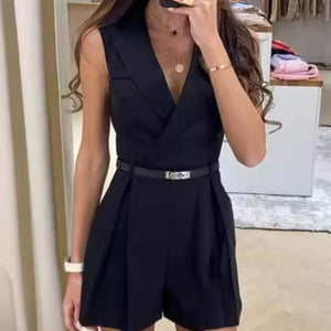 Vaco Statement Romper with belt