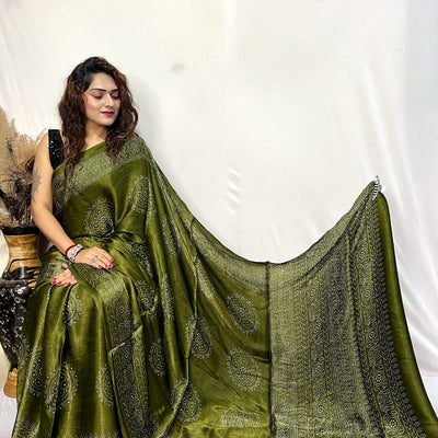 Modal Silk Ajrakh Print Premium Saree