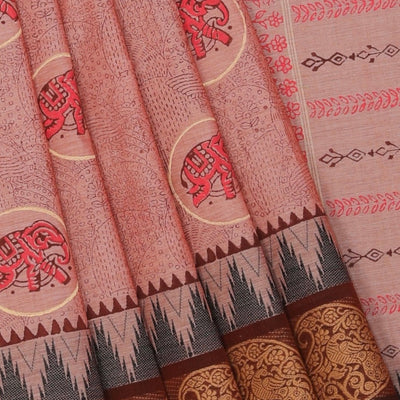 Hand block printed cotton saree