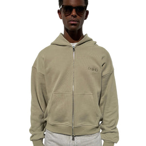 Coszus Embroidered Sage Zip-Up Hoodie