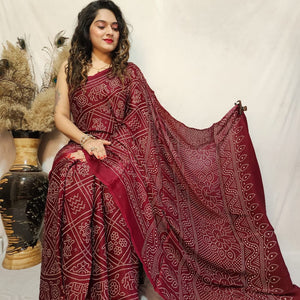 Modal Silk Bandhani Print Saree
