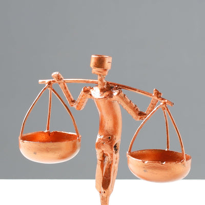 Back Man with Double Basket - Handmade Recycled Metal Sculpture by Debabrata Ruidas