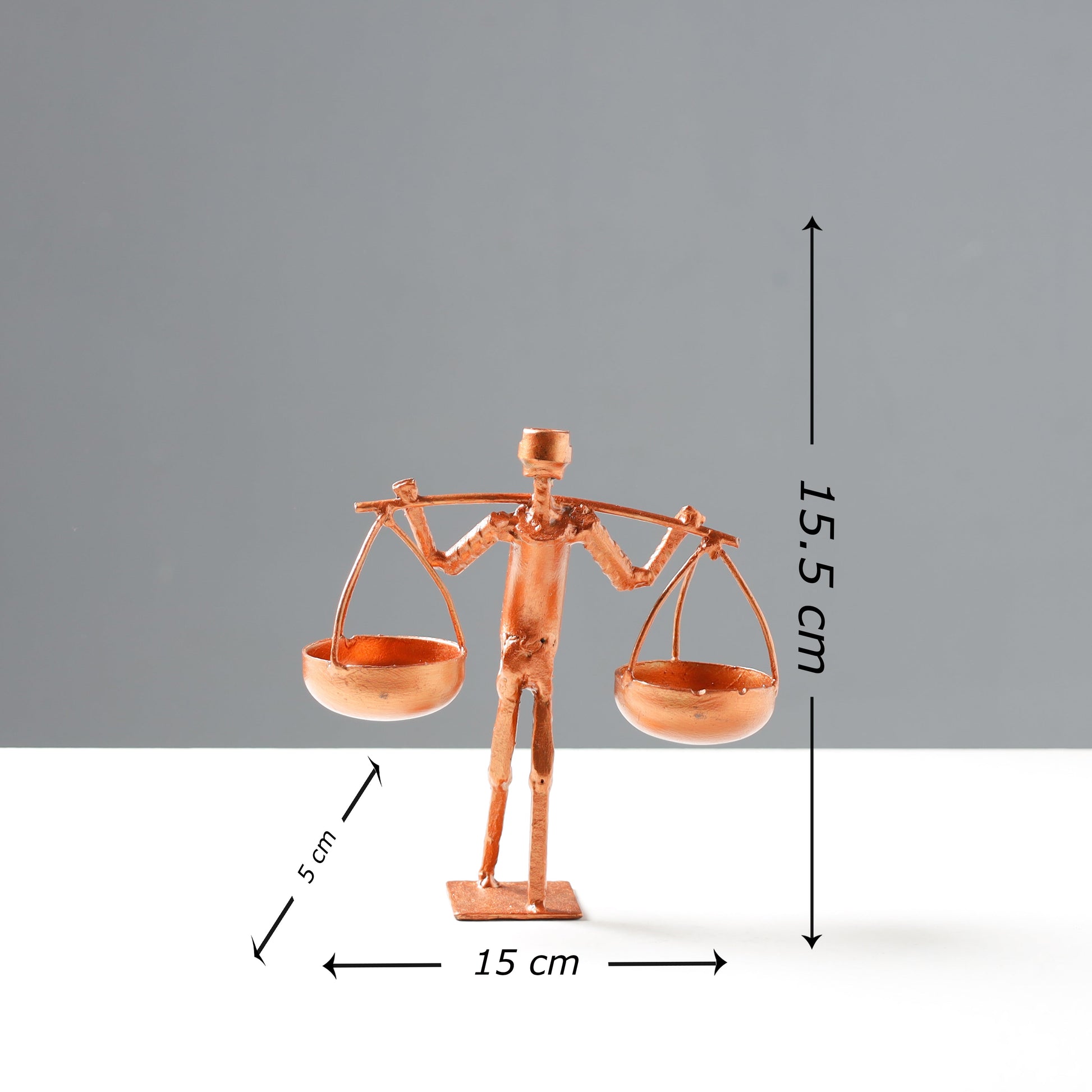 Back Man with Double Basket - Handmade Recycled Metal Sculpture by Debabrata Ruidas