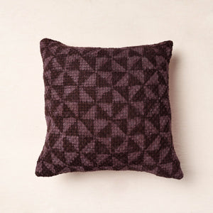Brown - Bagru Block Printed Jute Cushion Cover (16 x 16 in)
