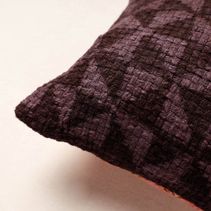 Brown - Bagru Block Printed Jute Cushion Cover (16 x 16 in)