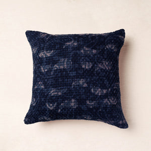 Blue - Bagru Block Printed Jute Cushion Cover (16 x 16 in)