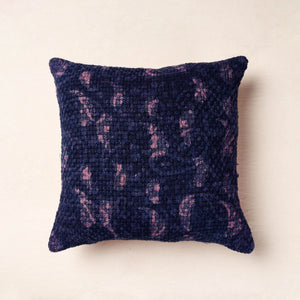 Blue - Bagru Block Printed Jute Cushion Cover (16 x 16 in)
