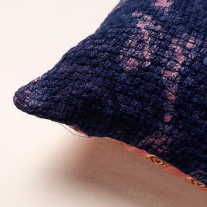 Blue - Bagru Block Printed Jute Cushion Cover (16 x 16 in)