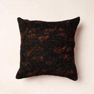 Black - Bagru Block Printed Jute Cushion Cover (16 x 16 in)