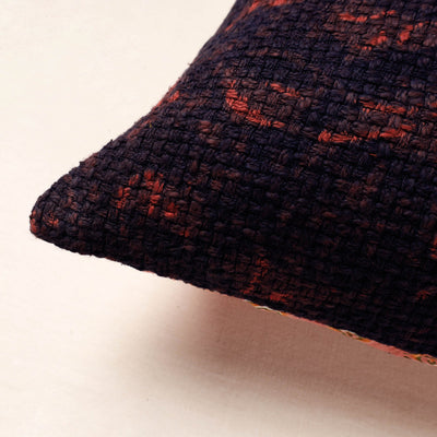 Blue - Bagru Block Printed Jute Cushion Cover (16 x 16 in)