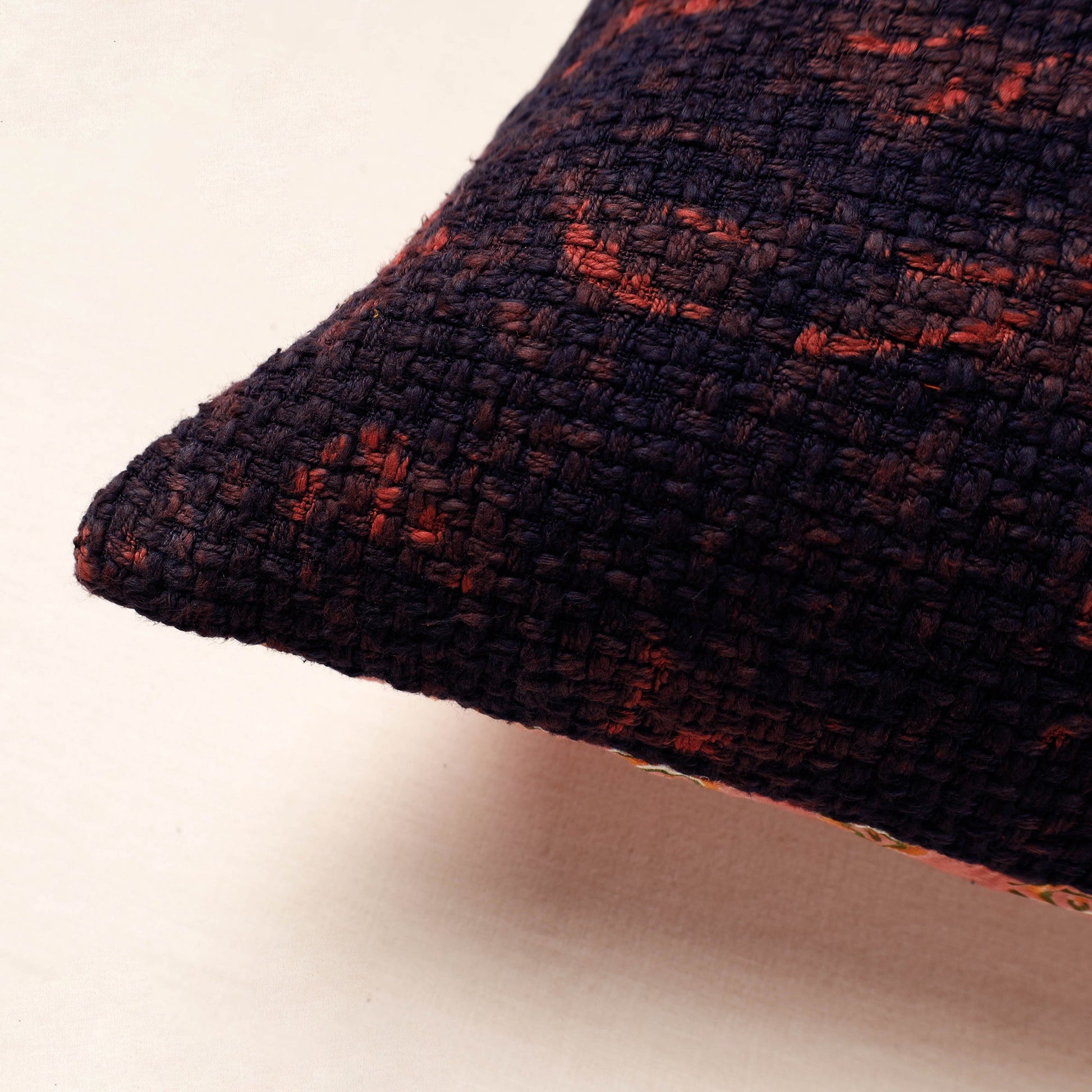 Blue - Bagru Block Printed Jute Cushion Cover (16 x 16 in)