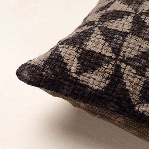 Brown - Bagru Block Printed Jute Cushion Cover (16 x 16 in)