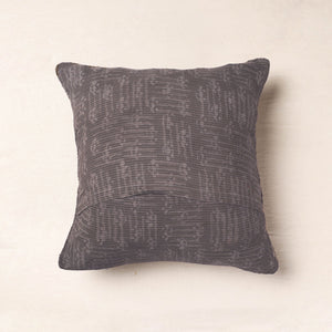 Brown - Bagru Block Printed Jute Cushion Cover (16 x 16 in)