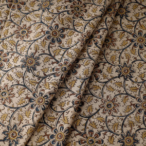 Beige - Pedana Kalamkari Block Printed Cotton Fabric