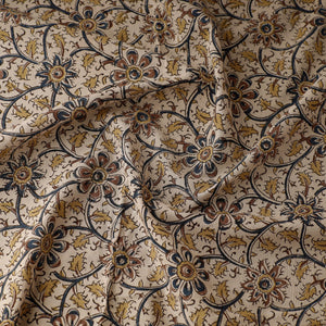 Beige - Pedana Kalamkari Block Printed Cotton Fabric
