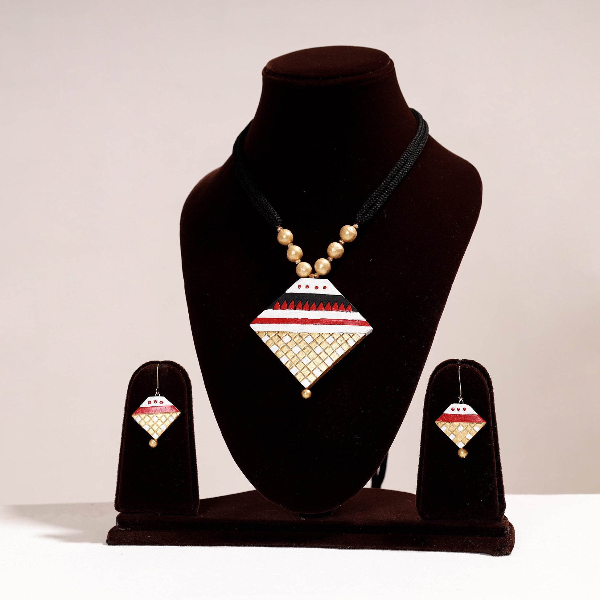 Bishnupur Handpainted Terracotta Necklace Set