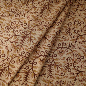 Beige - Pedana Kalamkari Block Printed Cotton Fabric