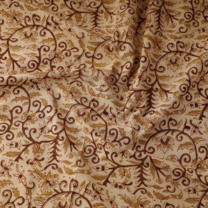 Beige - Pedana Kalamkari Block Printed Cotton Fabric
