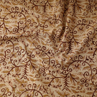 Beige - Pedana Kalamkari Block Printed Cotton Fabric