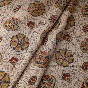 Beige - Pedana Kalamkari Block Printed Cotton Fabric