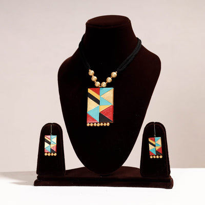 Bishnupur Handpainted Terracotta Necklace Set