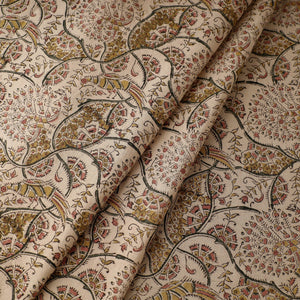 Beige - Pedana Kalamkari Block Printing Cotton Fabric