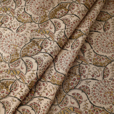 Beige - Pedana Kalamkari Block Printing Cotton Fabric