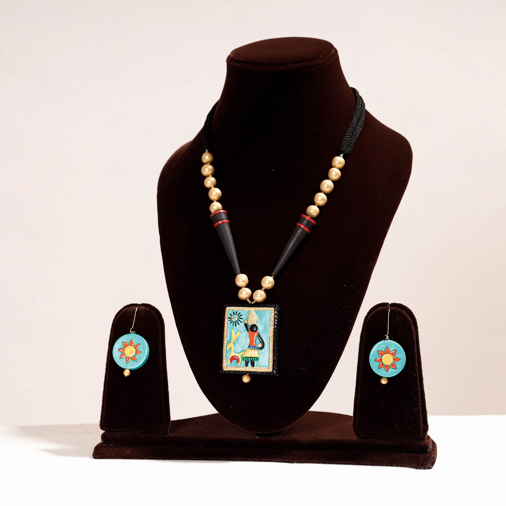 Bishnupur Handpainted Terracotta Necklace Set