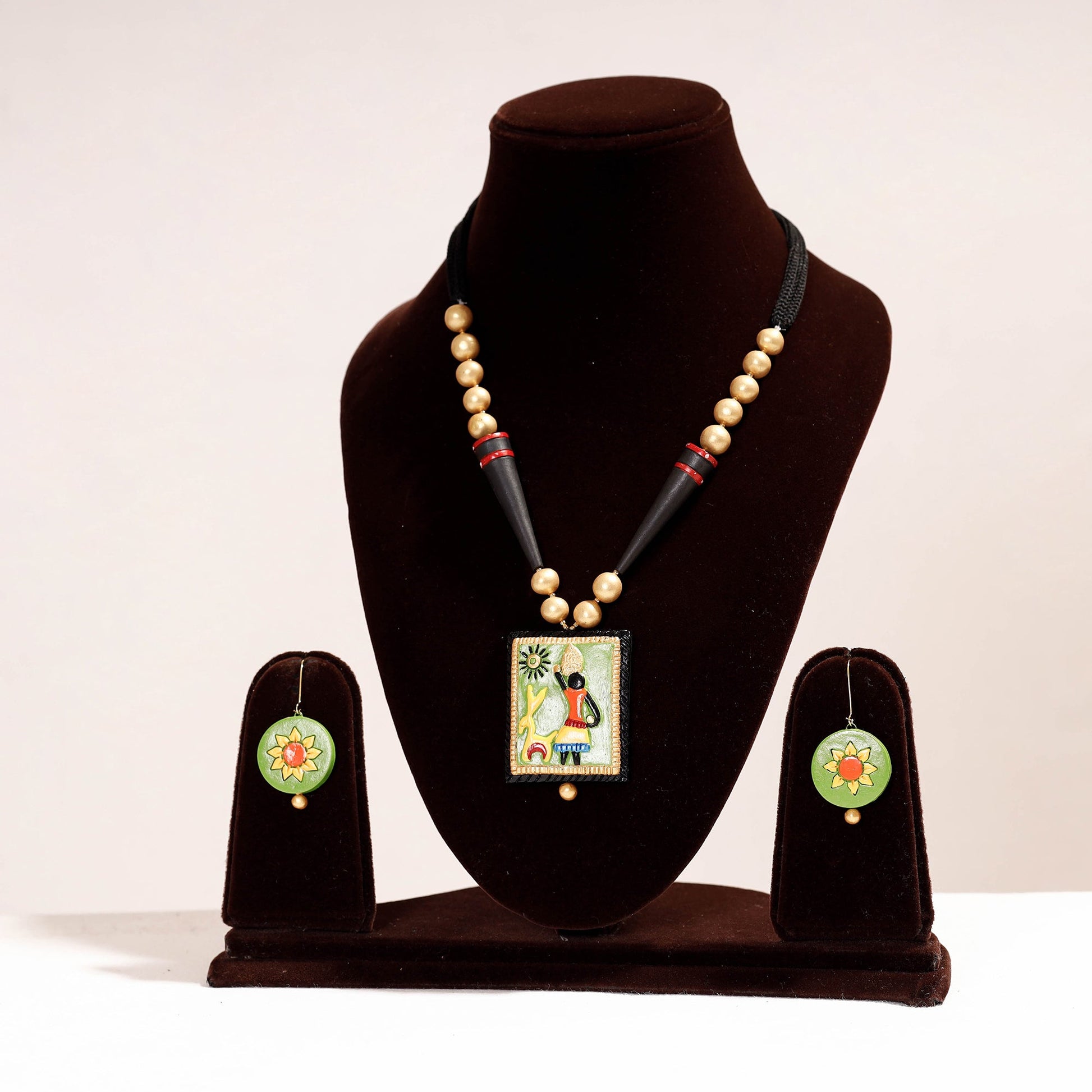 Bishnupur Handpainted Terracotta Necklace Set