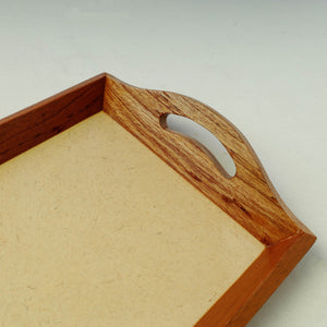 Beige - Bamboo Art Work Wooden Tray with Handles  (16 x 8 x 1 in)