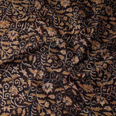 Black - Pedana Kalamkari Block Printed Cotton Fabric 11
