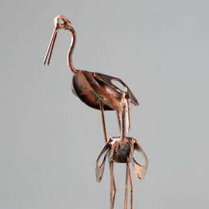 Bird Crane Mother & Child - Handmade Recycled Metal Sculpture by Debabrata Ruidas