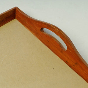 Beige - Bamboo Art Work Square Wooden Tray with Handles (12 x 12 x 1 in)