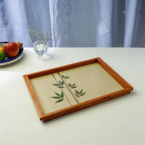 Beige - Bamboo Art Work Wooden Tray (16 x 11 x 1 in)