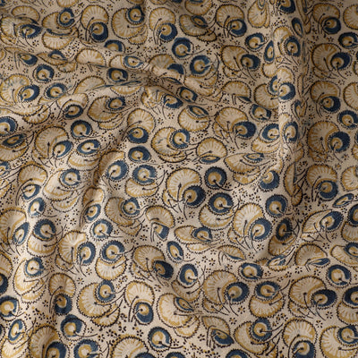 Beige - Pedana Kalamkari Block Printed Cotton Fabric