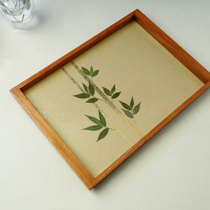 Beige - Bamboo Art Work Wooden Tray (16 x 11 x 1 in)