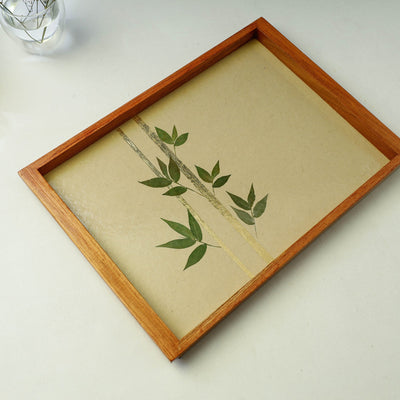 Beige - Bamboo Art Work Wooden Tray (16 x 11 x 1 in)