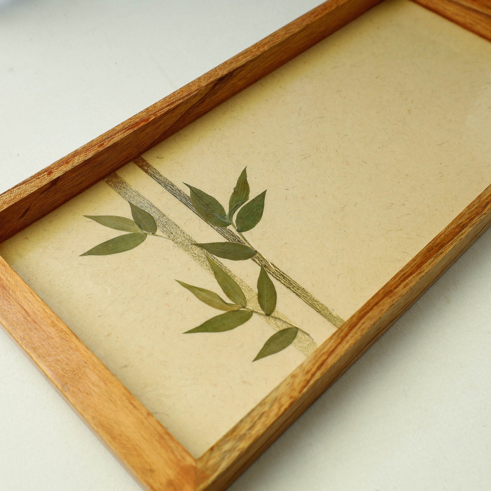 Beige - Bamboo Art Work Wooden Tray (16 x 8 x 1 in)