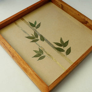 Beige - Bamboo Art Work Square Wooden Tray (12 x 11 x 1 in)