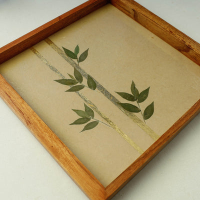 Beige - Bamboo Art Work Square Wooden Tray (12 x 11 x 1 in)