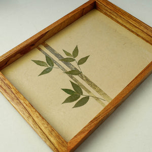 Beige - Bamboo Art Work Wooden Tray (12 x 8 x 1 in)